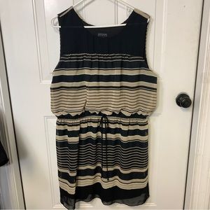 ENFOCUS Women Beige & Black Horizontal Striped Sleeveless Lined Dress Sz 20W